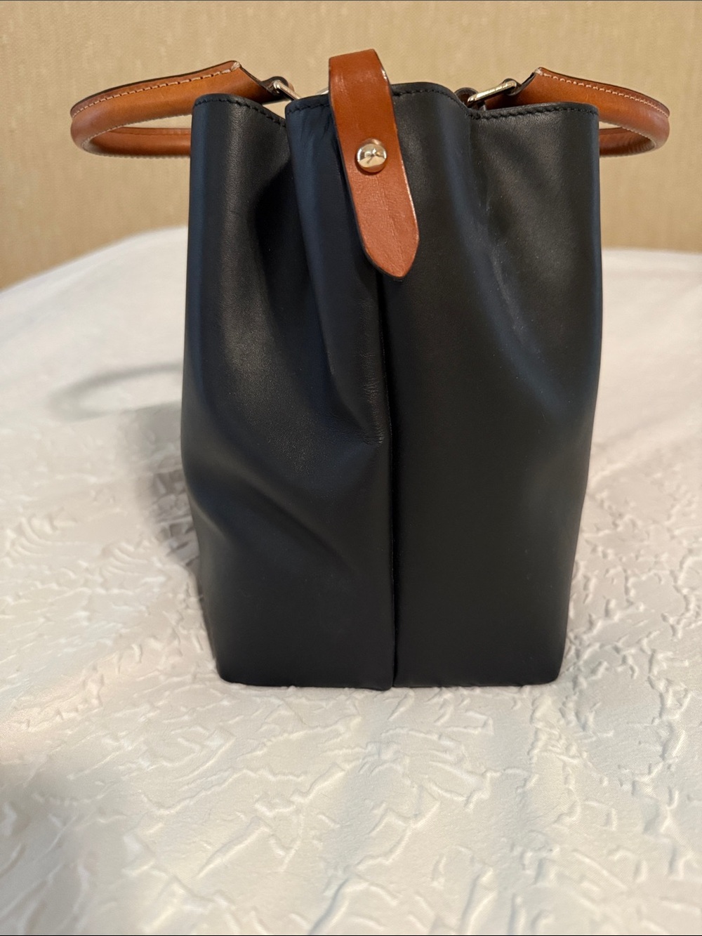 Dooney & Bourke Marlowe Black Leather Shoulder Bag with Tan Accents - Picture 3 of 3